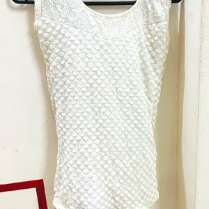 White Sleeveless Top Stretchable