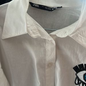 Zara White Shirt With Evil Eye 🧿 Detailing