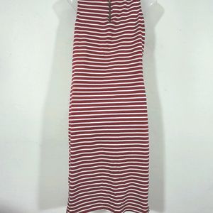 Miss Chase Maroon Stripped Dresses(Women's)