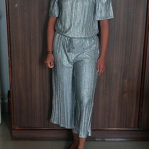Branded Stylish Party Wear Greyish Silver Jumpsuit