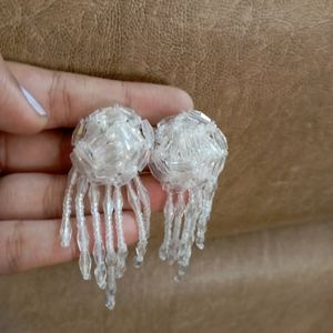 Brand New Korean  White Crystal Earrings