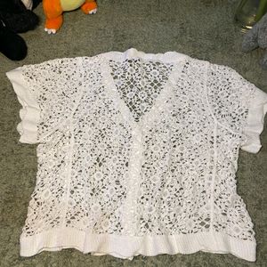 Korean White Crochet Tops