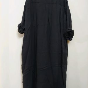 Black Linen Loose Fit Dress