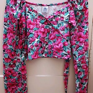 Floral Print Women Pink Top