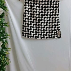 Black And White Check Mini Skirt