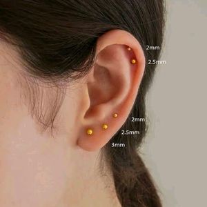 22k Pure Gold Ball Wire Nose Pin/Earing 1 Piece