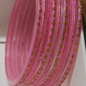 Glass  Bangles Pink