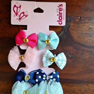 Bow Clips Set Of 8 Claires Brand New