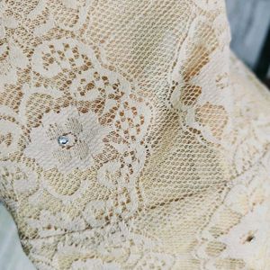 Frilled Net Detail Beigedress