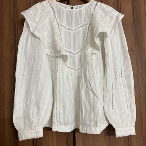 White Embroidery Frill Top/Tunic