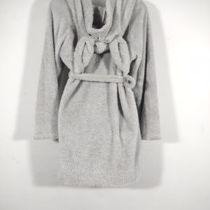 Grey Fur Hoodie Bath Robe Dress (Women's)