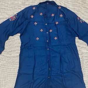 Navy Blue Embroidered Tunic