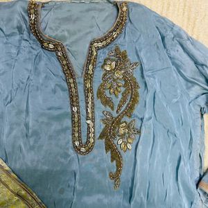 3 Pece Unistrechd Banarsi Dupatta Suit Settings