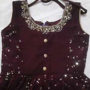 Kids Purple Georgette Sequin Work Churidar