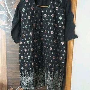 Black Kurti With Multiple Colours Work