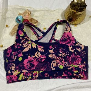 Floral Printed Sports Bra Size M