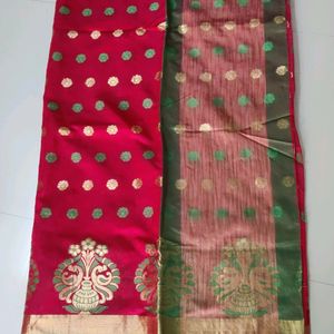 Banarsi Silk Saree With Stitched Blouse