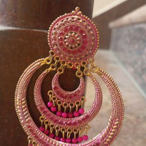 3 Layer Pink Circle Earring