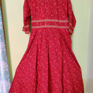 Deep Red Floral Printed Wrapper Dress