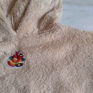 Urbanic Ski Bear Fleece Hoodie Beige Cream