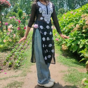 BLACK चिकनकारी KURTI🌻