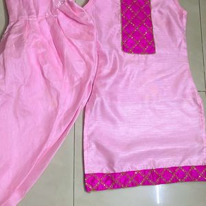 Pink Kurti, Dhoti Patiala With Dupatta