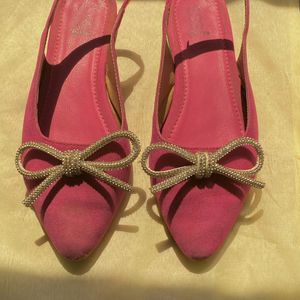 Magenta Pink Bow Flats Zara Inspired