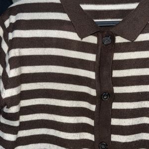 Brown And White Strip Sweater