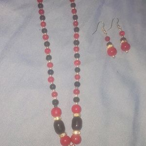 Alloy Gold Plated Red ❤ And black🖤 Jewel Set