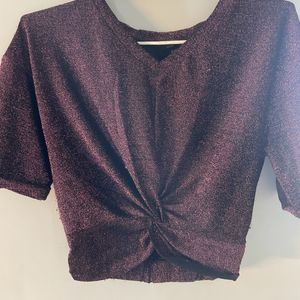 Maroon Twist-Front Blingy Top