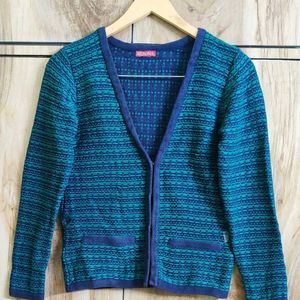 Blue Design Cardigan Size-32