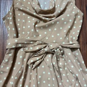 Fall Neck Polka Dot Peach Colour Promod Dress