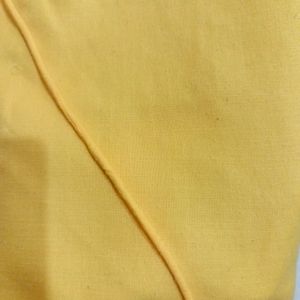 Yellow Morpankh Print Kurti With Tie Knots At Wais