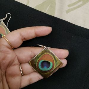 Plastic Based Peacock Theme Hanging Earrings