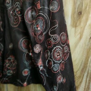 Brown Designer Embroidery Shirt Size-36-38