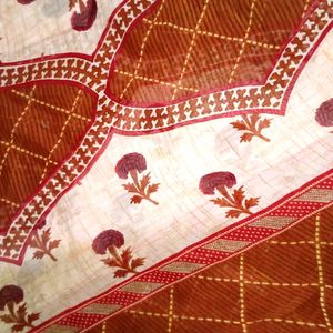 Brown With Red ♥️🍒 Border Duppata