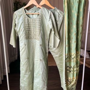 Pista Kurta Set With Dupatta