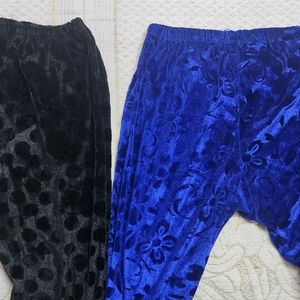 Black And Blue Winter Wear Legging.  .