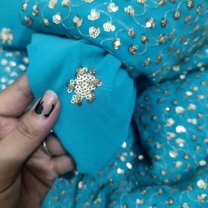 Cyan Sequence Heavy Work Saree Blouse🌸💕