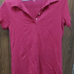 Two Cotton Collared T-shirts Un Pink And Blue