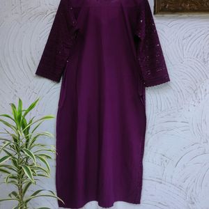 💜 Embroidered Burgundy Kurta