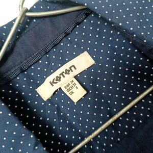 Dark Blue White Dot Printed Shirt