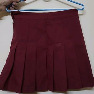 Korean Imported Pleated Tennis Mini Skirt Maroon