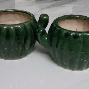 Cactus Shape Ceramic Plant Pot (2nos.)