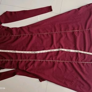 Maroon Poly Crepe A Line Kurta