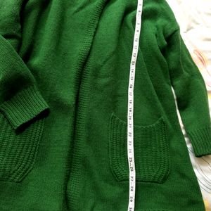 Green Hooded Winter Cardigan