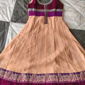 Peach & Mauve Color Anarkali DresS