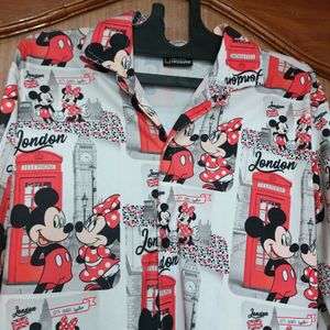 Mickey Mouse Print Shirt For Women And Men