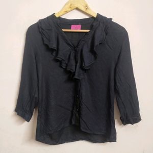 Black Ruffled Shirt