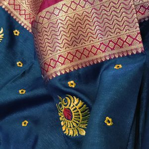 Zari Work Satin Silk Saree_festive Wear